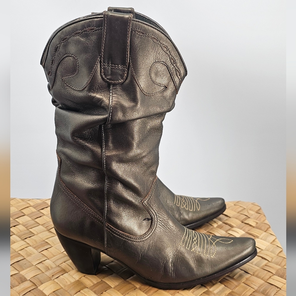Matisse Leather Metalic Cowboy Boots Size 8